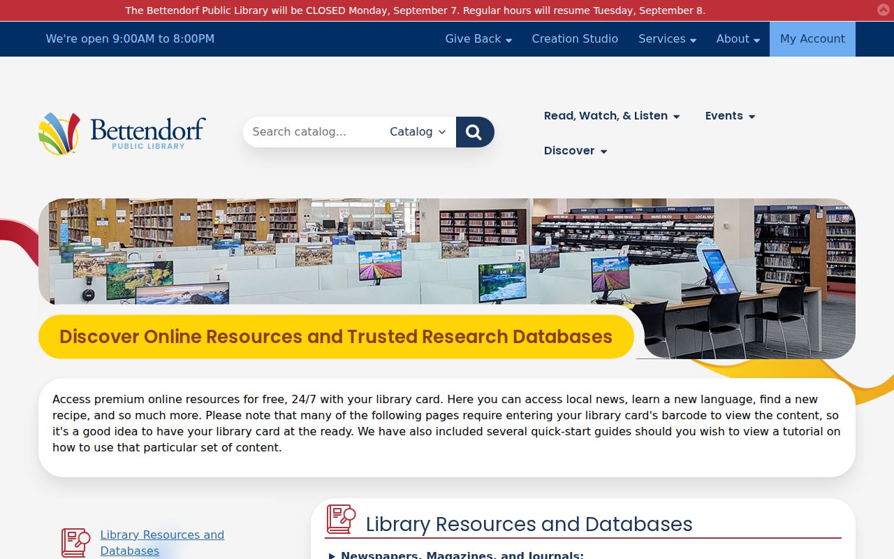 Bettendorf Public Library genealogy and newspaper resources