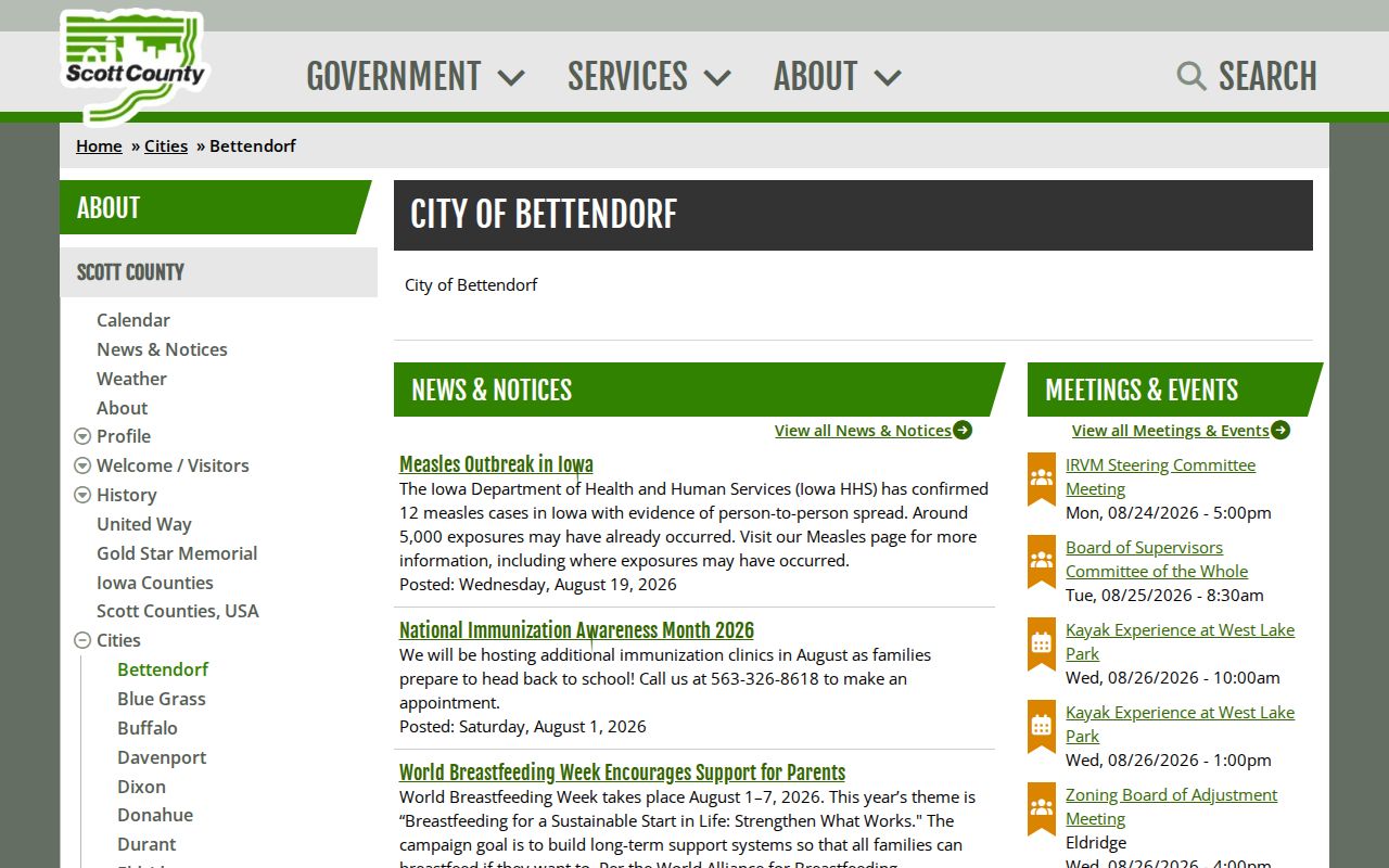 Bettendorf residents directory Scott County land record access