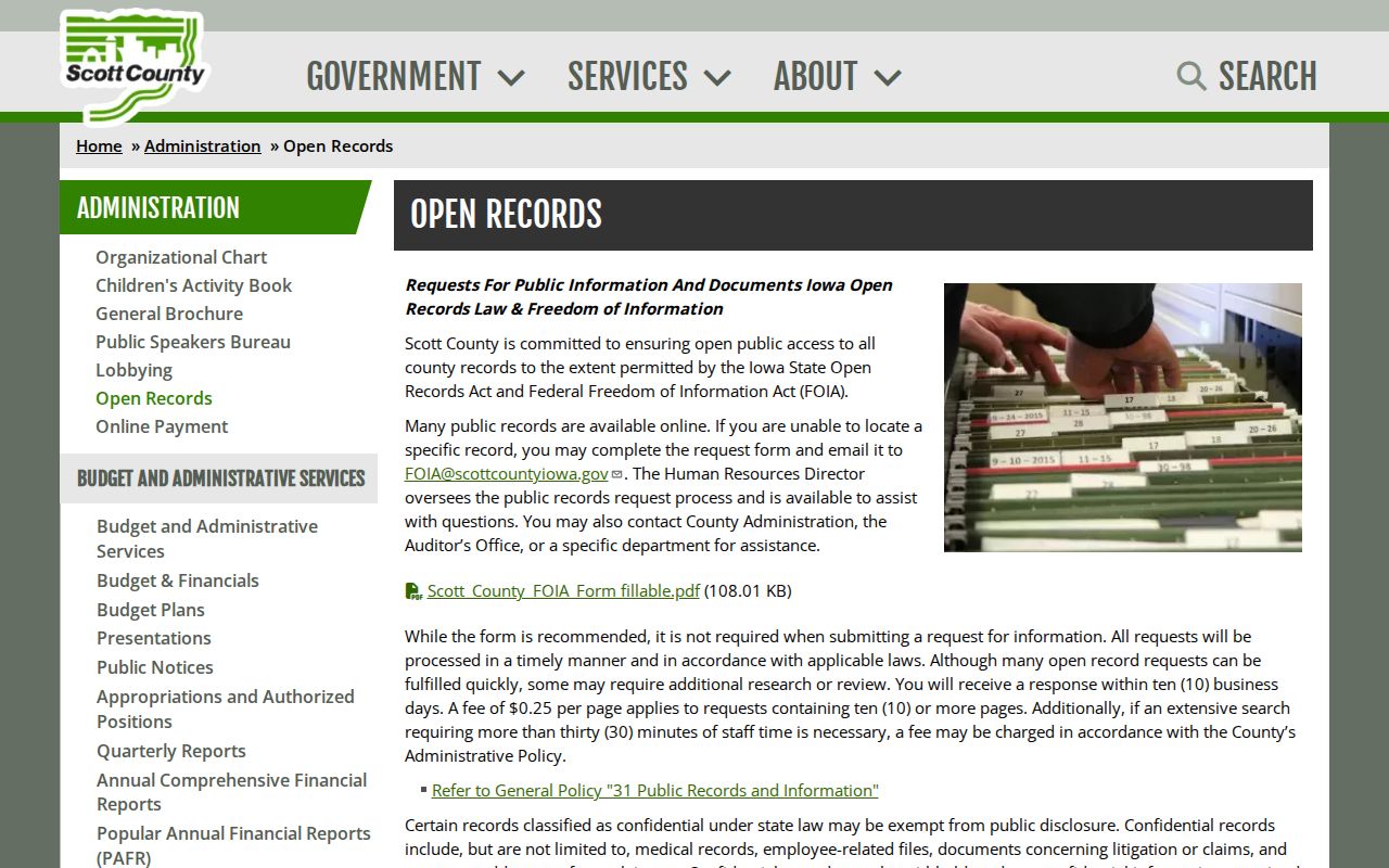 Bettendorf residents directory Scott County open records guidance