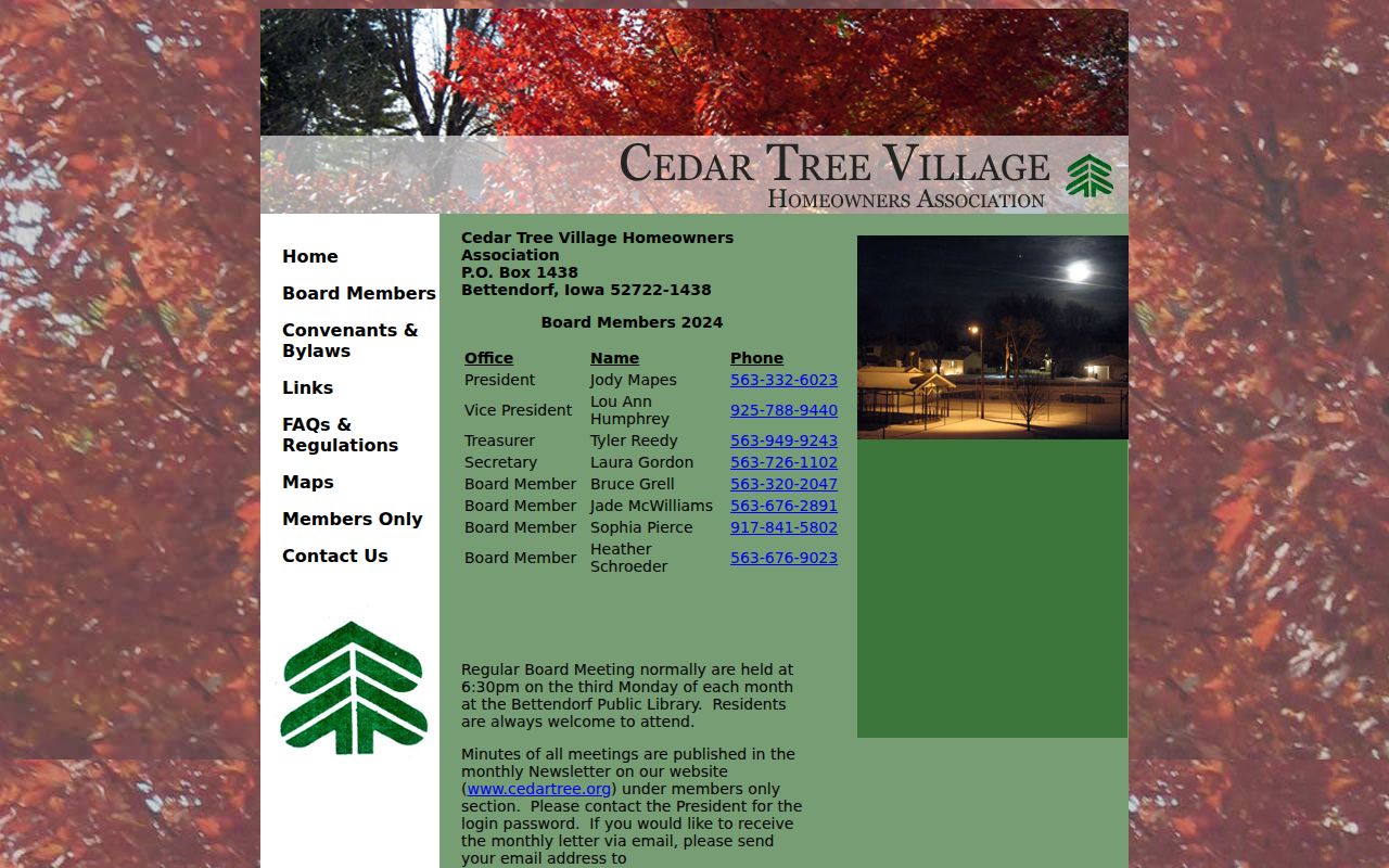 Bettendorf neighbors Cedar Tree Village association page