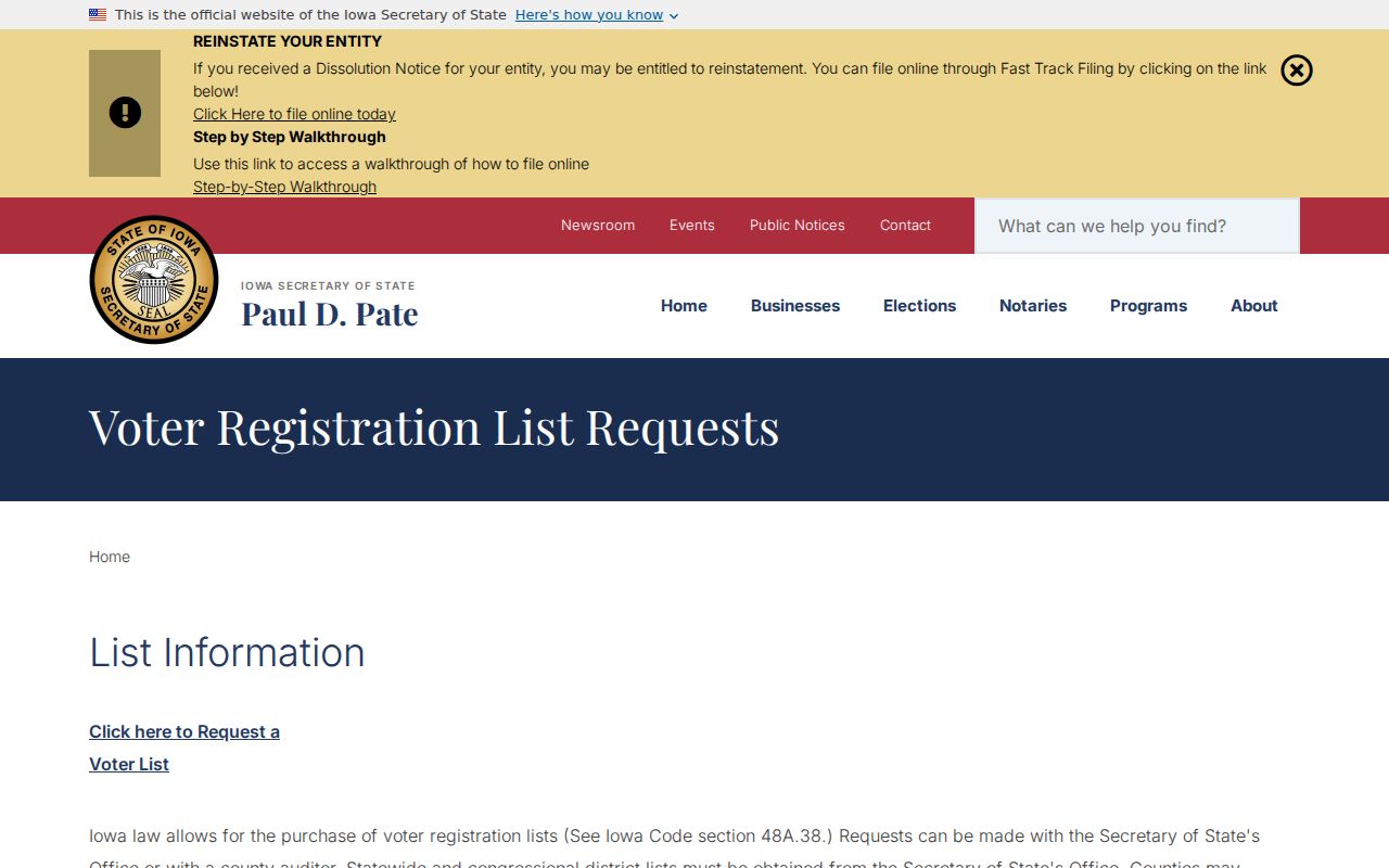 Bettendorf neighbors Iowa voter list request rules