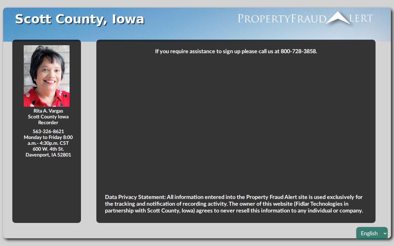 Scott County Property Fraud Alert enrollment for Bettendorf property names