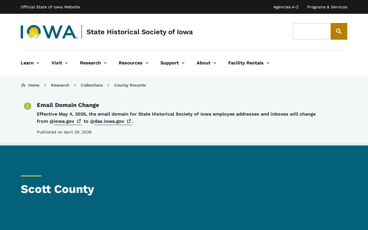 State Historical Society inventory of early Scott County records