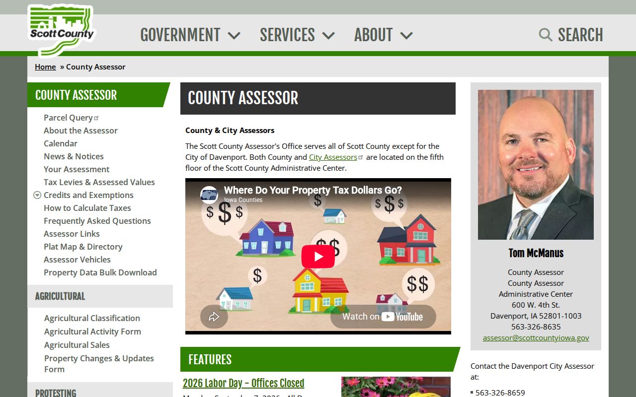 Scott County Assessor page supporting Bettendorf parcel and ZIP research